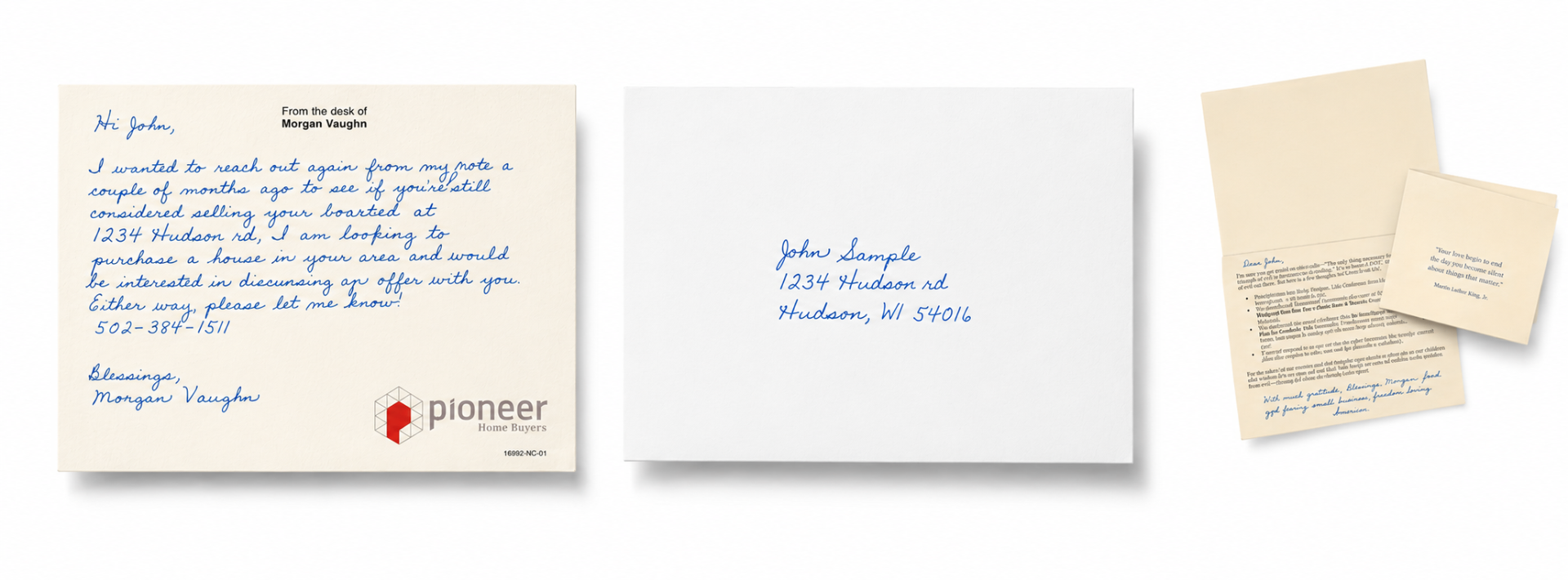 Handwritten direct mail samples